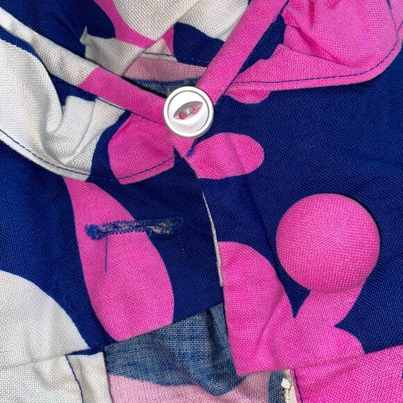 Vintage 60’s Mod HOALOHA Cotton Hawaiian Dress Shift Hot Pink & Blue size 0-2 - Picture 10 of 11